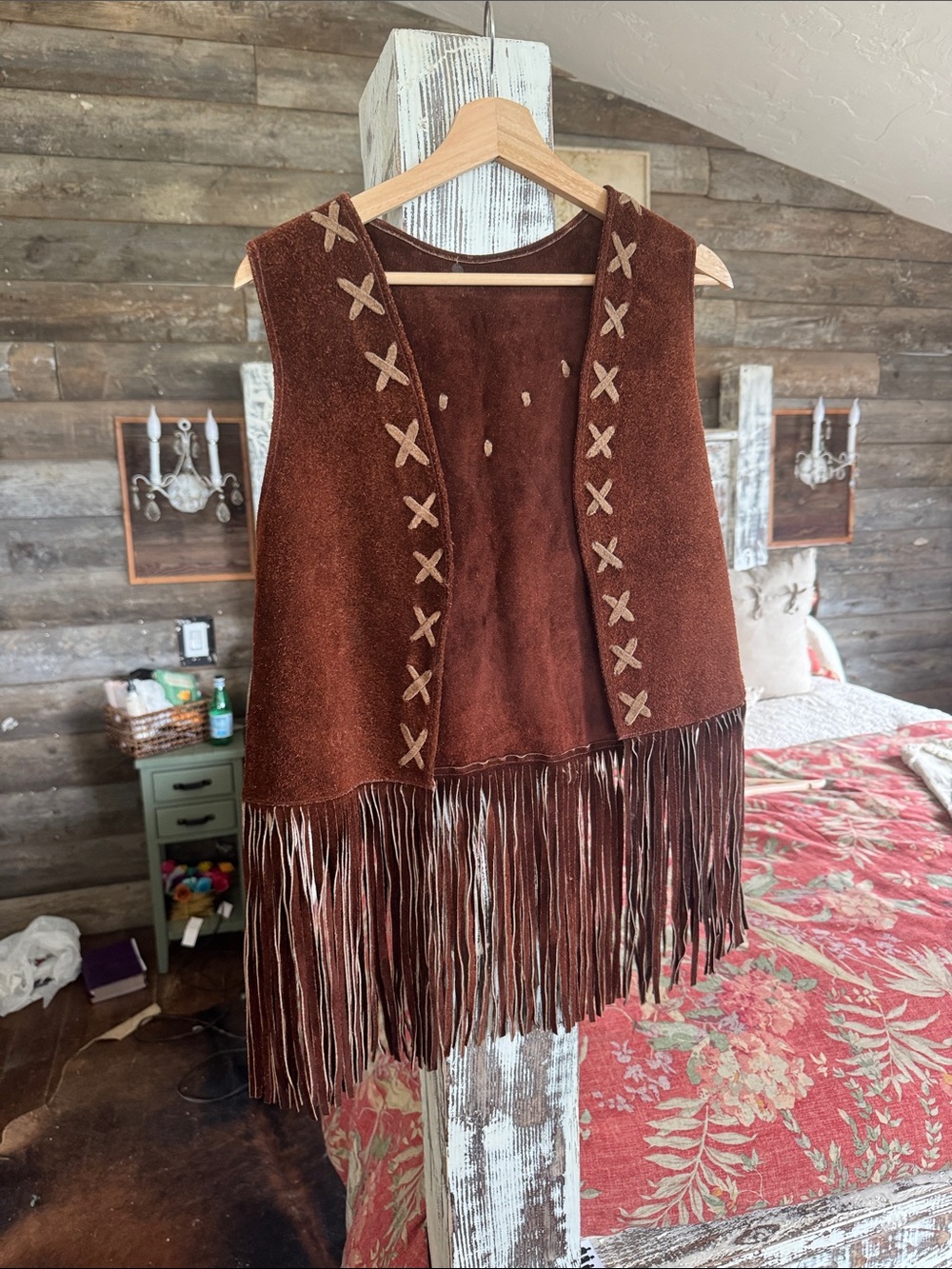 Vintage Brown Suede Fringe Vest
